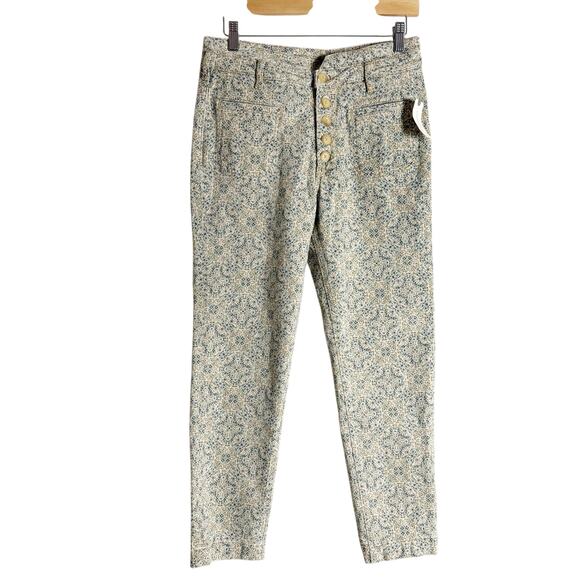 Anthropologie Pilcro Ultra High Rise Slim Utility Jeans Neutral Floral Size 27 - Picture 3 of 13